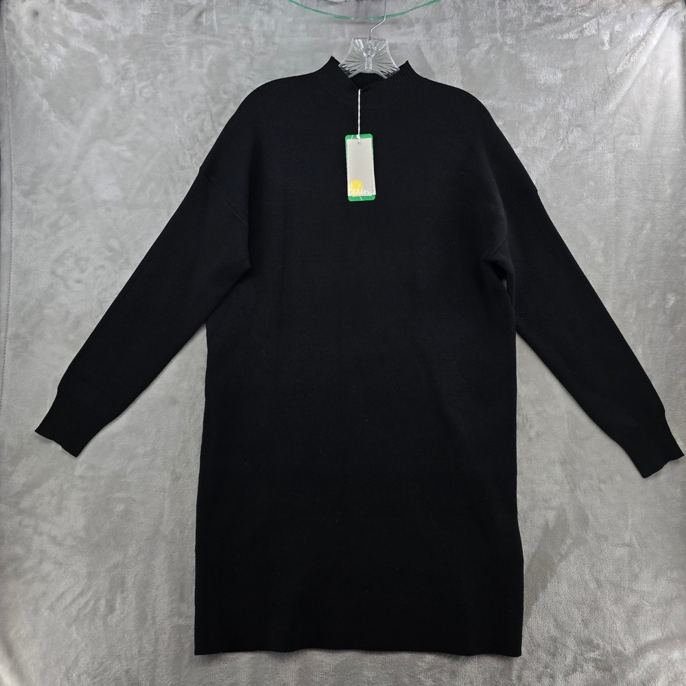 NWT Boden Women 8R Sweater Dress Black Mock Neck Long Sleeve Knit